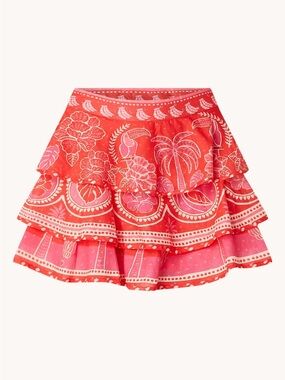 Farm Rio Pink Floral Tiered Mini Skirt - Size M